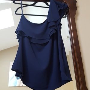 One shoulder Navy Blue Blouse